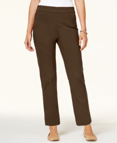 Alfred Dunner Classics Allure Pull-on Slim-leg Pants In Brown