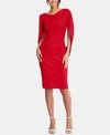 Betsy & Adam Drape Back Scuba Crepe Cocktail Dress In Red