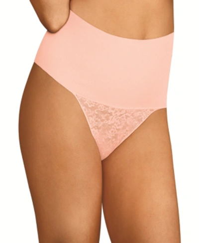 Maidenform Tame Your Tummy Lace Thong Dm0049 In Pink
