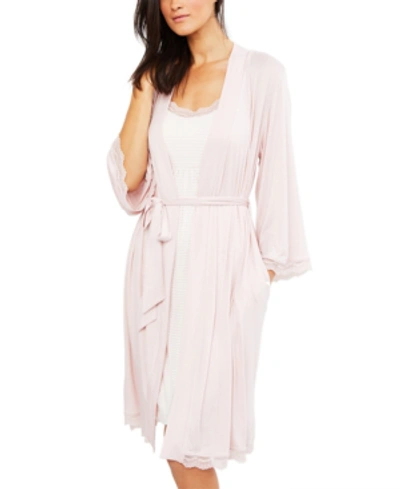 A Pea In The Pod Lace-trim Nursing Nightgown In Pink Blush Stripe