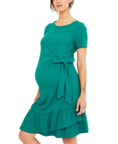 A Pea In The Pod Maternity Ruffled Dress In Green