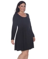 White Mark Plus Womens Pleated Textured Mini Dress In Black