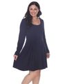White Mark Plus Womens Pleated Textured Mini Dress In Navy