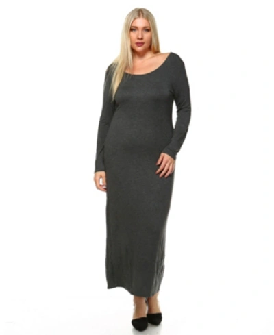 White Mark Plus Size Ria Dress In Charcoal