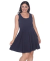 White Mark Plus Size Crystal Dress In Navy