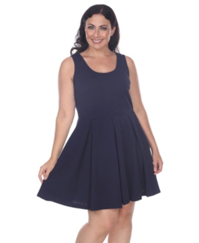 White Mark Plus Size Crystal Dress In Navy