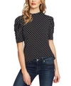 Cece Polka Dot Puff Sleeve Top In Rich Black