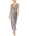 R & M RICHARDS SEQUINED DRAPED SHEATH DRESS