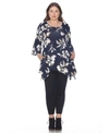 White Mark Plus Size Blanche Tunic Top In Navy
