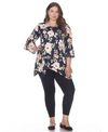 White Mark Plus Womens Floral Bell Sleeve Tunic Top In Multi