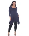 White Mark Plus Size Makayla Tunic Top In Navy