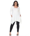 White Mark Plus Size Makayla Scoop Neck Tunic Top In White