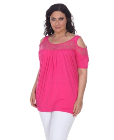White Mark Plus Size Bexley Tunic Top In Fuchsia