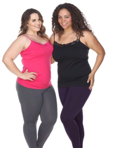 White Mark Plus Size Tank Tops Pack Of 2 In Black Fuch