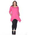 White Mark Plus Size Makayla Scoop Neck Tunic Top In Fuchsia
