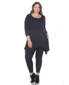 White Mark Plus Size Makayla Tunic Top In Black