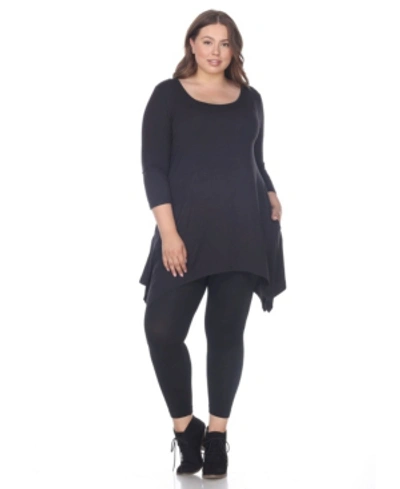 White Mark Plus Size Makayla Scoop Neck Tunic Top In Black