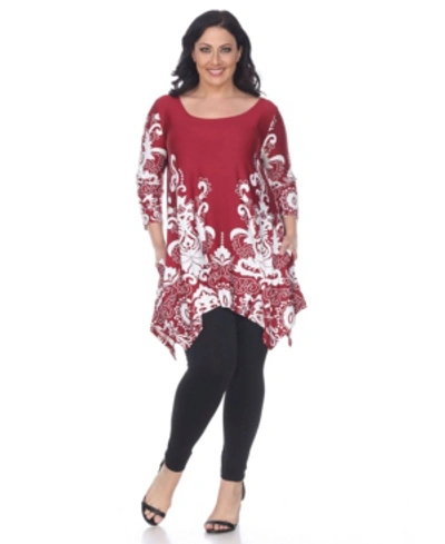 White Mark Plus Yanette Tunic Top In Red