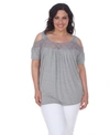 White Mark Plus Size Bexley Tunic Top In Grey