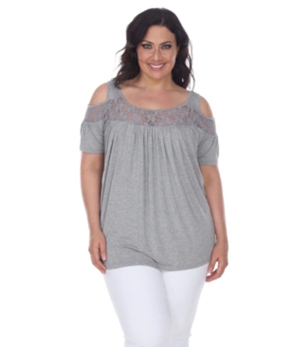 White Mark Plus Size Bexley Tunic Top In Gray
