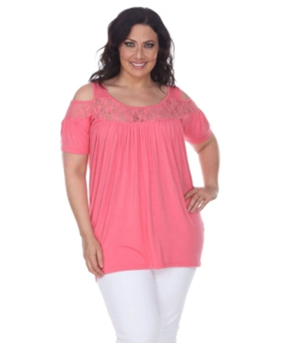 White Mark Plus Size Bexley Tunic Top In Coral