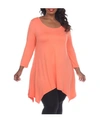 White Mark Plus Size Makayla Tunic Top In Coral Pink