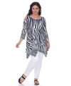 White Mark Plus Size Antonia Cut-out Shoulder Tunic In Navy White