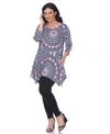 White Mark Plus Womens Printed Handkerchief Hem Tunic Top In Red Geo