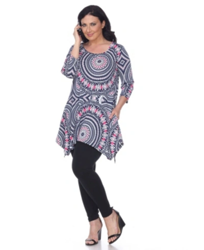 White Mark Plus Size Maji Tunic In Red Geo