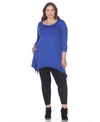 White Mark Womens Boatneck Handkerchief Hem Tunic Top In Royal Blue