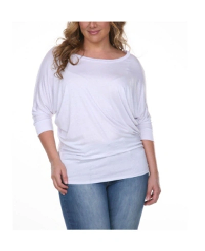 White Mark Plus Size Bat Sleeve Tunic Top In Red
