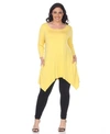 White Mark Plus Size Makayla Tunic Top In Mustard