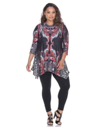 White Mark Plus Marlene Tunic Top In Gray Multi