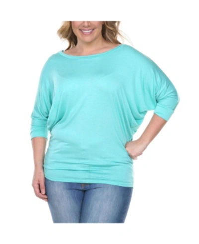 White Mark Plus Size Bat Sleeve Tunic Top In Mint
