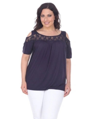 White Mark Plus Size Bexley Tunic Top In Navy