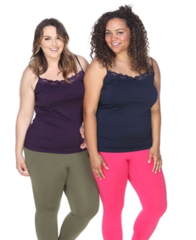 White Mark Plus Size Tank Tops Pack Of 2 In Navy Purpl