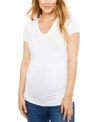 A PEA IN THE POD LUXE SIDE RUCHED V-SCOOP MATERNITY T SHIRT