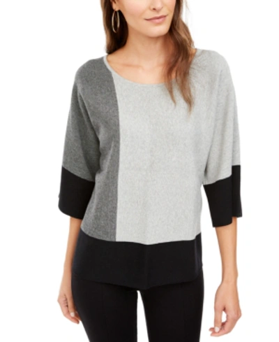 Alfani Colorblocked Sweater, Created For Macy's In Granite/black