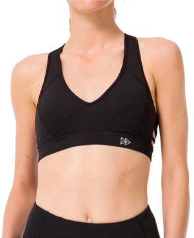 Yvette Side Hollow Out Sports Bra Medium Impact Support In Black