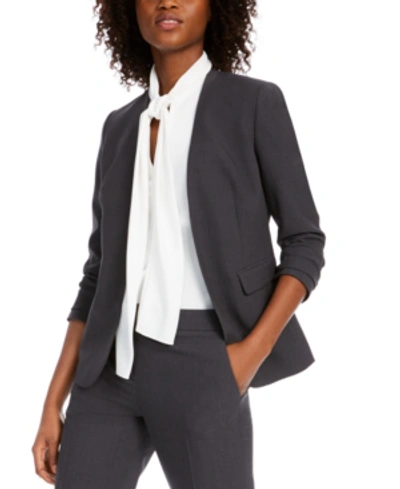 Bar Iii Women's Collarless Open-front Blazer, Created For Macy's In Granite Gray