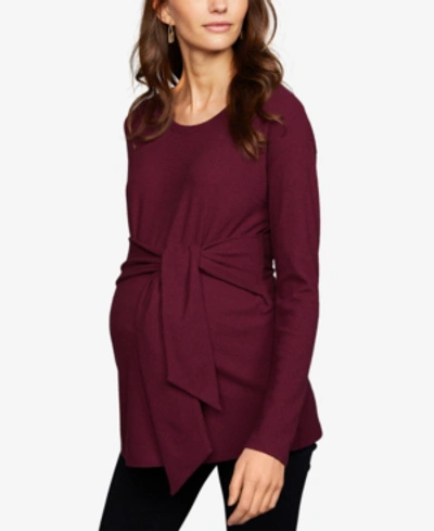 A Pea In The Pod Maternity Tie-front Top In Burgandy