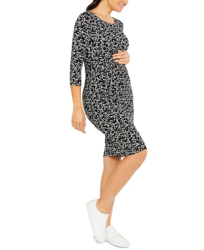 A Pea In The Pod Maternity Twist-front Dress In Black Cheetah