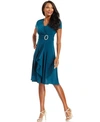 R & M Richards Short-sleeve Faux-wrap Dress In Emerald