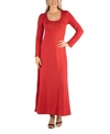 24seven Comfort Apparel Women's Long Sleeve T-shirt Maxi Dress In Rust