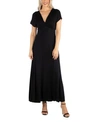 24seven Comfort Apparel Women's Cap Sleeve V-neck Maxi Dress In Black
