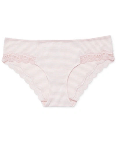 A Pea In The Pod Maternity Lace-trim Hipster Briefs In Pink-egret Stripe