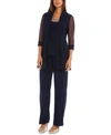 R & M Richards Embellished Layered-look Pantsuit In Navy