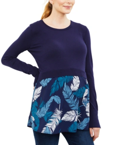 A Pea In The Pod Layered-look Sweater In Navy