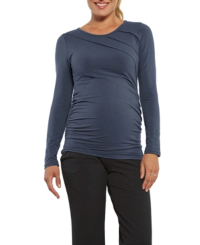 Stowaway Collection Maternity Stowaway Collection Sunburst Maternity Top In Slate