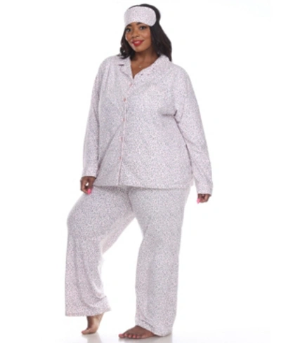 White Mark Plus Size 3-piece Pajama Set In Pink